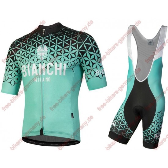 Profiteam 2018 Bianchi Milano Conca Blau Radbekleidung Satz Trikot Kurzarm+Trägerhosen Sets 23452UC