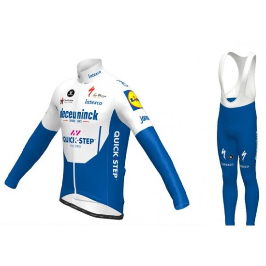 Fahrradbekleidung Radsport 2020 DECEUNINCK QUICK-STEP Trikot Langarm+ Trägerhosen Set