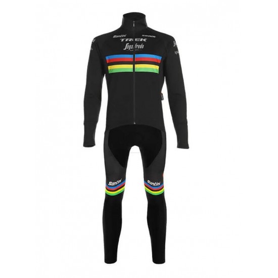 Fahrradbekleidung Radsport 2020 TREK SEGAFREDO WORLD CHAMPION Set Radbekleidung Trikot Langarm+ Trägerhosen Schwarz B2GU7
