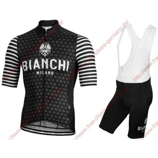 Profiteams BIANCHI MILANO Davoli Black Radbekleidung Satz Trikot Kurzarm+Trägerhosen Set Outlet