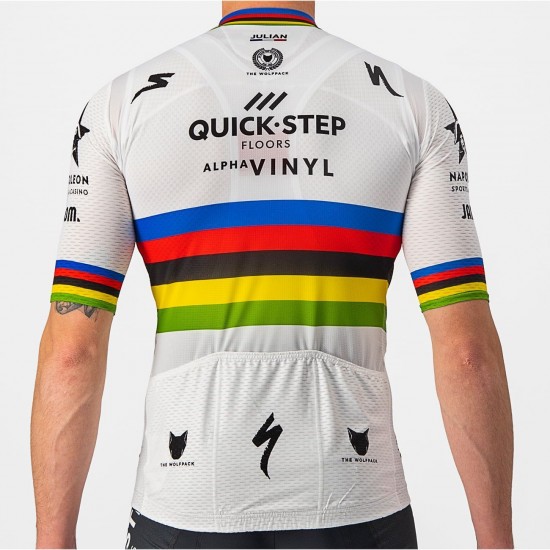 Quick Step-Alpha Vinyl Straßenrad Weltmeister Regenbogentrikot 2022 Competizione Radtrikot kurzarm Quick Step-Alpha Vinyl Straßenrad Weltmeister Regenbogentrikot 2022 Competizione Radtrikot kurzarm