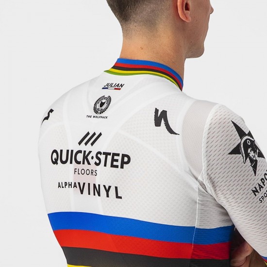 Quick Step-Alpha Vinyl Straßenrad Weltmeister Regenbogentrikot 2022 Competizione Radtrikot kurzarm Quick Step-Alpha Vinyl Straßenrad Weltmeister Regenbogentrikot 2022 Competizione Radtrikot kurzarm