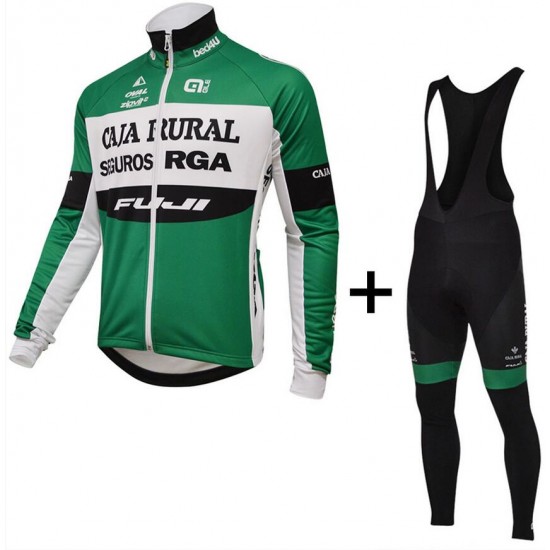 2015 Caja Rural Fahrradbekleidung Radtrikot Satz Langarm und Lange Trägerhose KMZA425