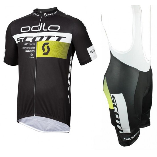 2015 Odlo Scott Swiss Gelb Fahrradbekleidung Satz Fahrradtrikot Kurzarm Trikot und Kurz Trägerhose KCME965