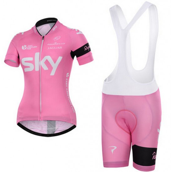 2015 Sky Damen Fahrradbekleidung Satz Fahrradtrikot Kurzarm Trikot und Kurz Trägerhose KGDH398