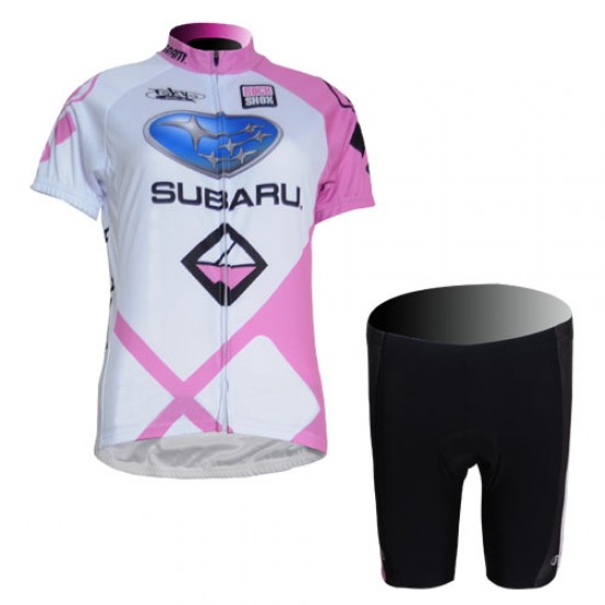 Subaru Radtrikot Kurzarm Kurz Radhose Weiß Rosa Damen VEMZ199