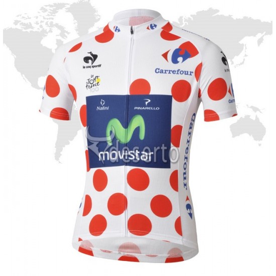 Movistar Tour de France Gepunktetes Trikot Radtrikot Kurzarm ALBR820