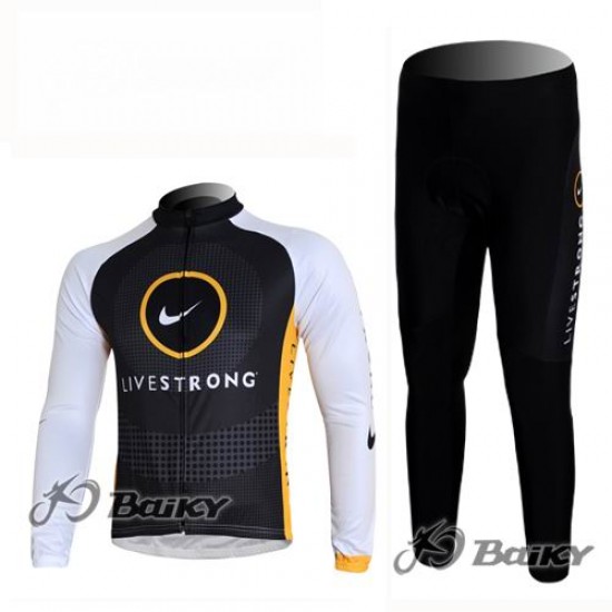 Livestrong Radbekleidung Satz Fahrradtrikot Langarm und Lang Radhose Schwarz Gelb JMEP164