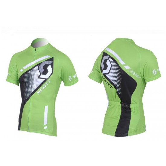 2013 Scott Racing Fahrradbekleidung Satz Fahrradtrikot Kurzarm Trikot und Kurz Trägerhose Grün Schwarz NZVN695