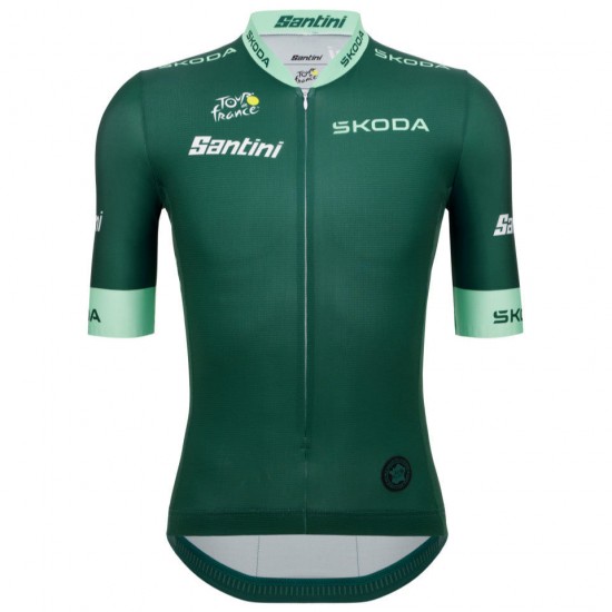 Bekleidung Herren Trikot Santini Grün Tour de France 2025 Offiziell