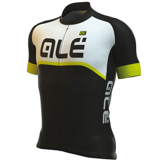 2017 Ale Graphics Excel Veloce Radtrikot Kurzarm Schwarz Gelb Fluo 562CRNB