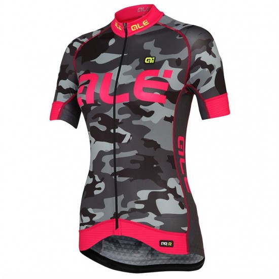 2017 Damen Ale Graphics PRR Camo Schwarz-Rose Radtrikot Kurzarm 626RIEE